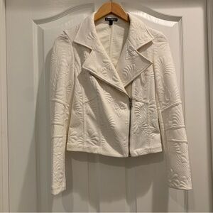 EXPRESS White fabric embossed moto jacket XS